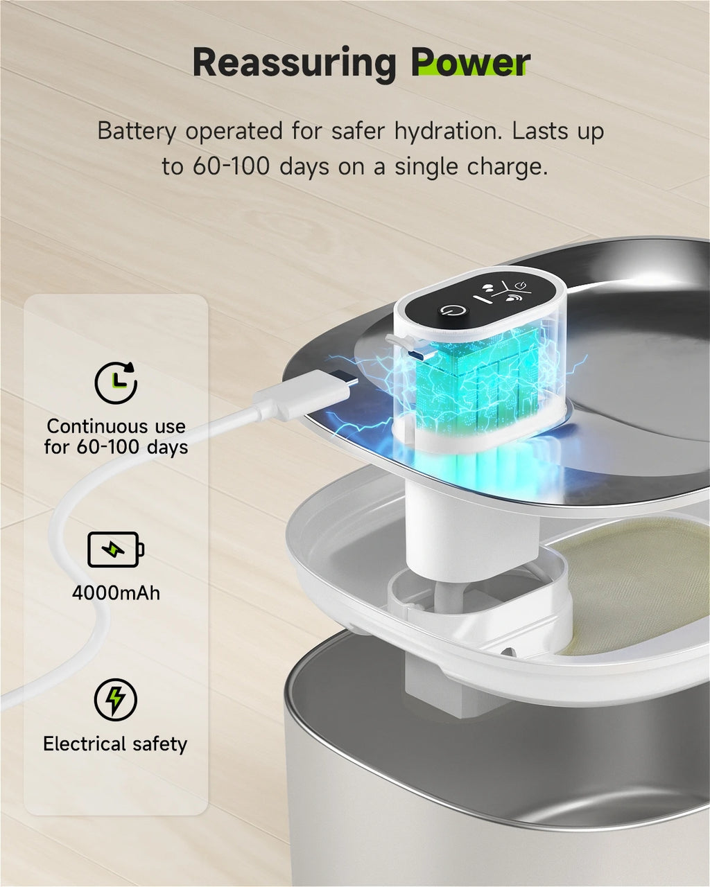 Wireless Cat Water Fountain 4L – Auto Sensor, Silent & Cordless