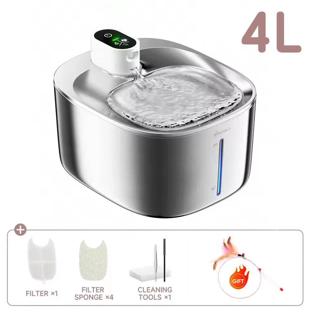 Wireless Cat Water Fountain 4L – Auto Sensor, Silent & Cordless